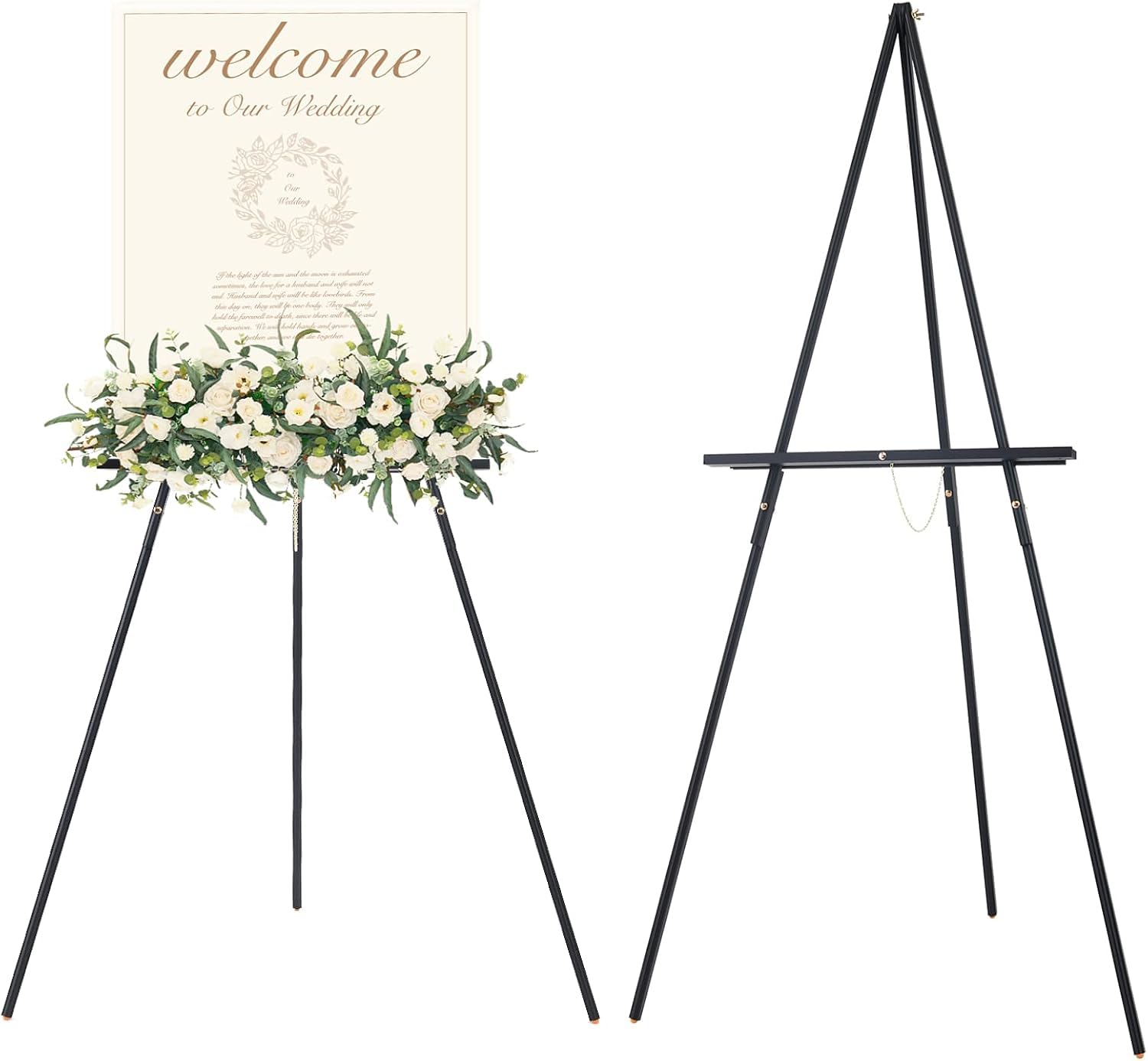 MEEDEN Cavalletto da Sposa, Altezza Massima 64" Può Contenere Fino a 40 "/11lb, Cavalletto in Legno per Segno, Supporto Leggero del Segno del Treppiede, Cavalletto Portatile per Display