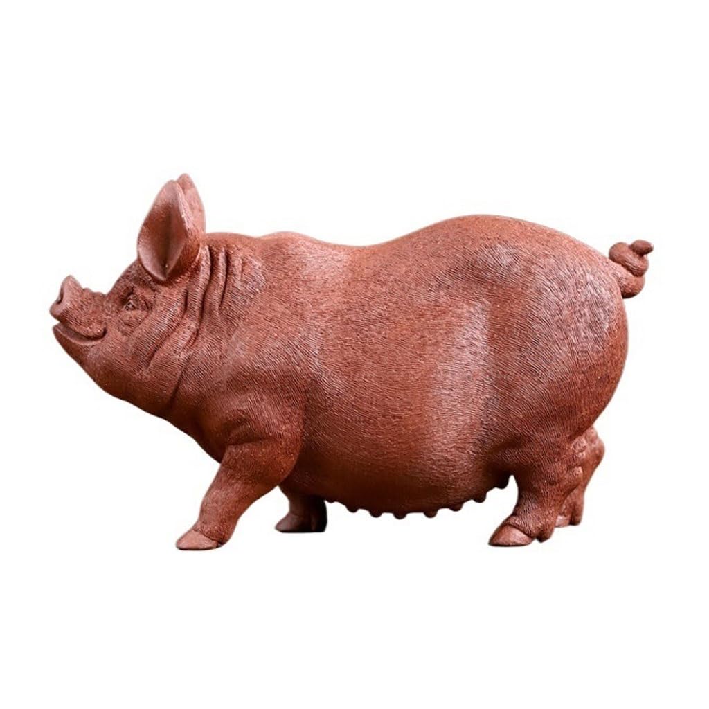 SAMCIOI Tea Pet Kung Fu Tea Set Home Handmade Ornaments Rich Purple Sand Pig Study Tea Table Pet Decorative Sculpture Teaware Ornaments(B)