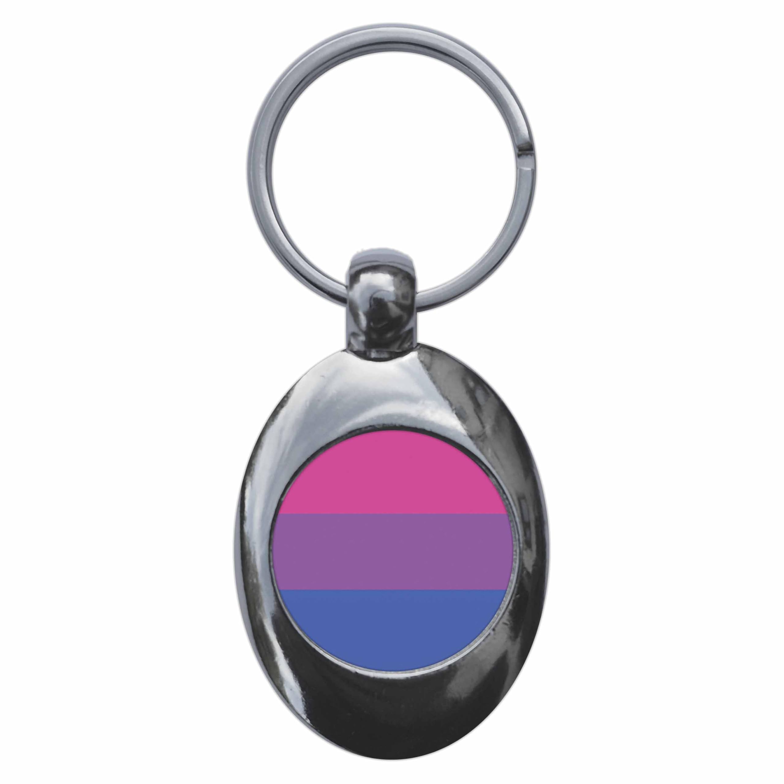 Ozorath BISEXUAL LGBT PRIDE FLAG TROLLEY COIN KEYRING KEYCHAIN KEY RING CHAIN