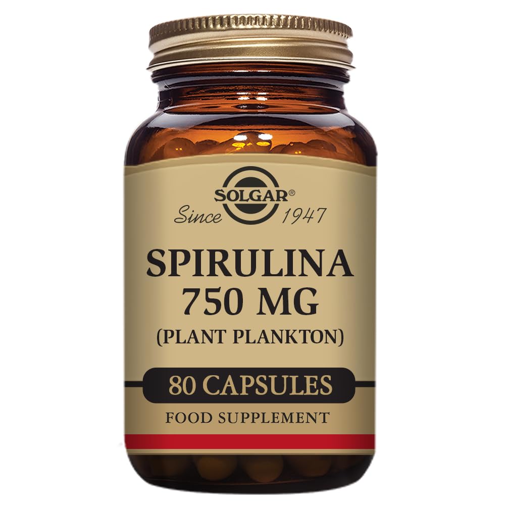 750 mg Spirulina Tablets - Pack of 80 - Natural Dietary Supplement - High Concentration of Nutrients - Vegan, Gluten Free and Kosher