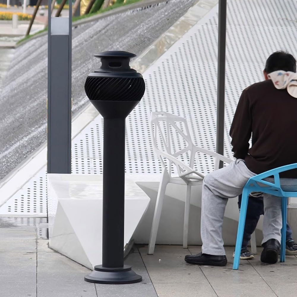 Patios Outdoor Publiczny słup popiołu ze stali nierdzewnej, wiele kolumn wentylacyjnych (czarny)