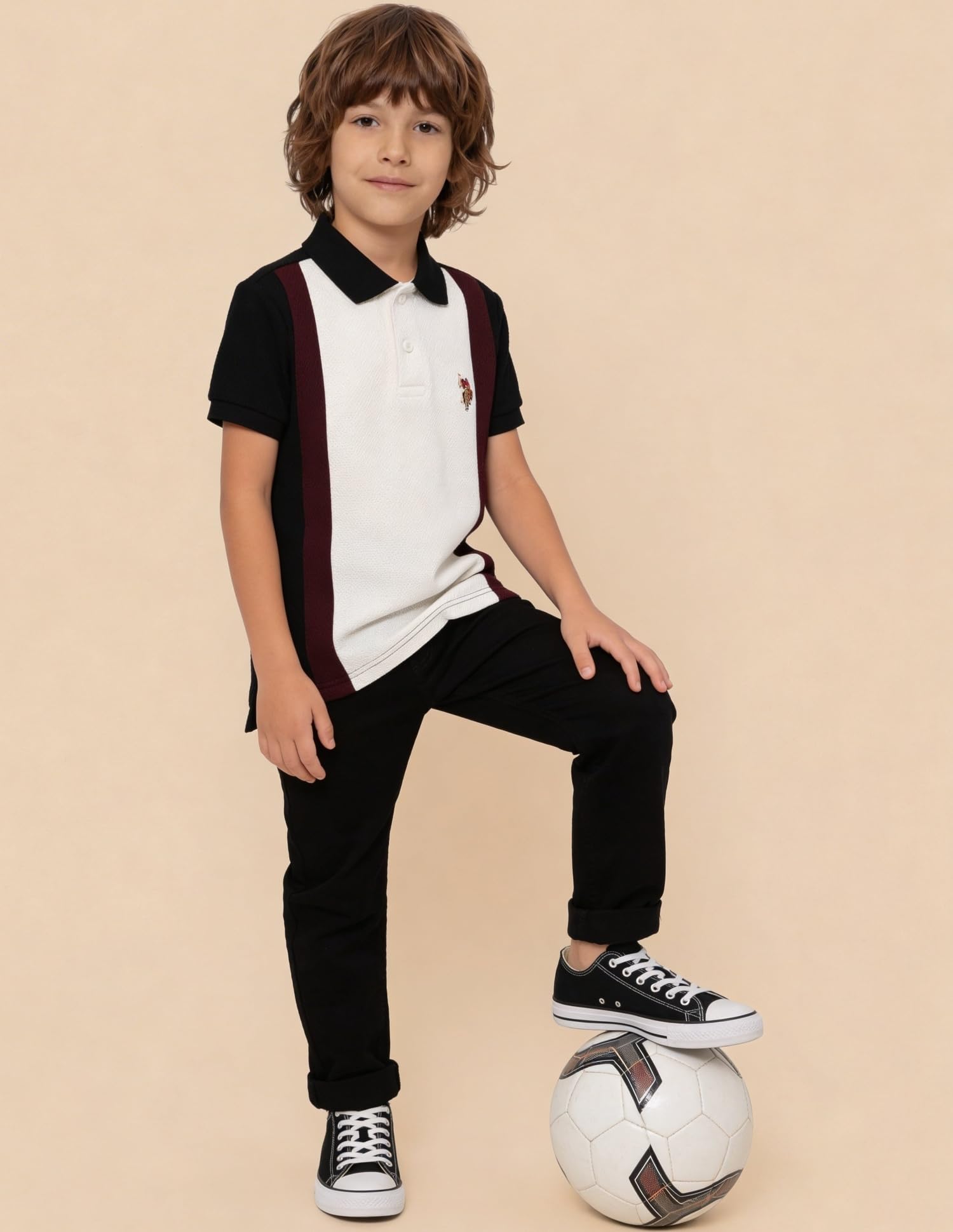 USPA Kids Boys Colour Blocked Regular Fit Polo Shirt (UKTSH2398_Black_12-24 M) 1