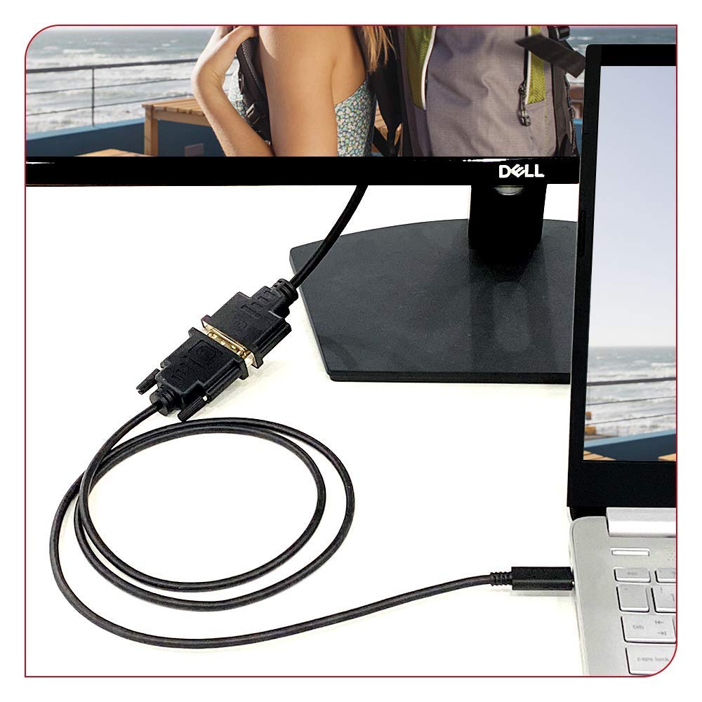 Upgrow, Cavo da USB-C a DVI, 4K a 30 Hz, da Thunderbolt a DVI, USB tipo C a DVI femmina, 1,8 m, compatibile con per MacBook Pro 2017-2020, Surface Book 2, Dell XPS 13, Galaxy S10