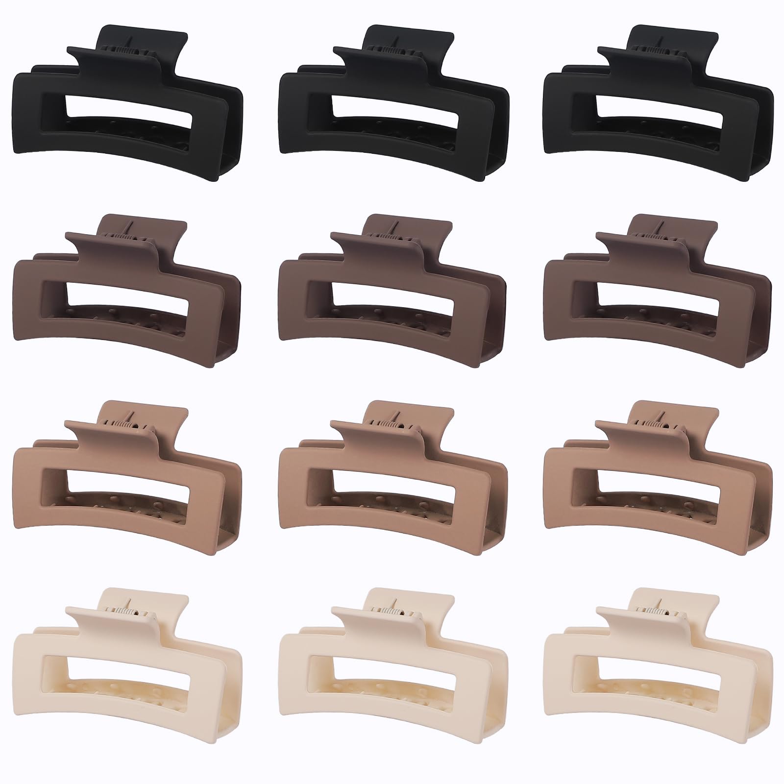 Sisiaipu Haarklammern, 8,9 cm, mittelgroß, quadratisch, für dickes und dünnes Haar, rechteckig, rechteckig, Haarklammern, Großpackung, Haarschmuck für Damen und Mädchen, Braun, 12 Stück