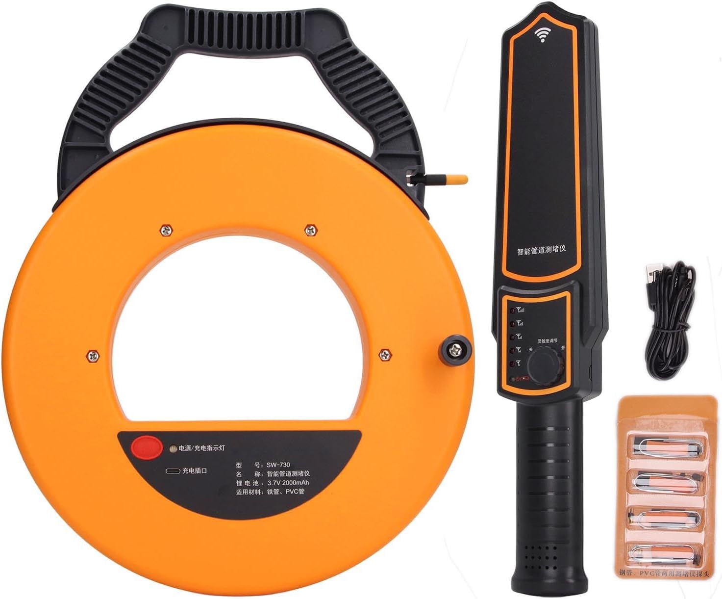 30m Pipe Blockage Detector, Pipe Blockage Detector, Wall Scanner Underground Diagnostic Tool Accurate Positioning Pipeline Blocking Finder