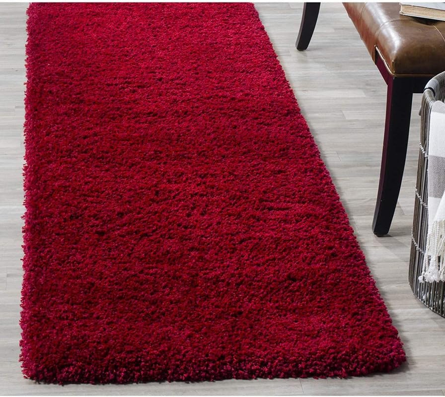 Image of Carpet for Living Room, Bedroom and Hall Handmade Microfiber Cozy Soft and Fluffy Shaggy Area Rug with 2 inch Thick Anti Skid Carpet [2x5 Feet Red]