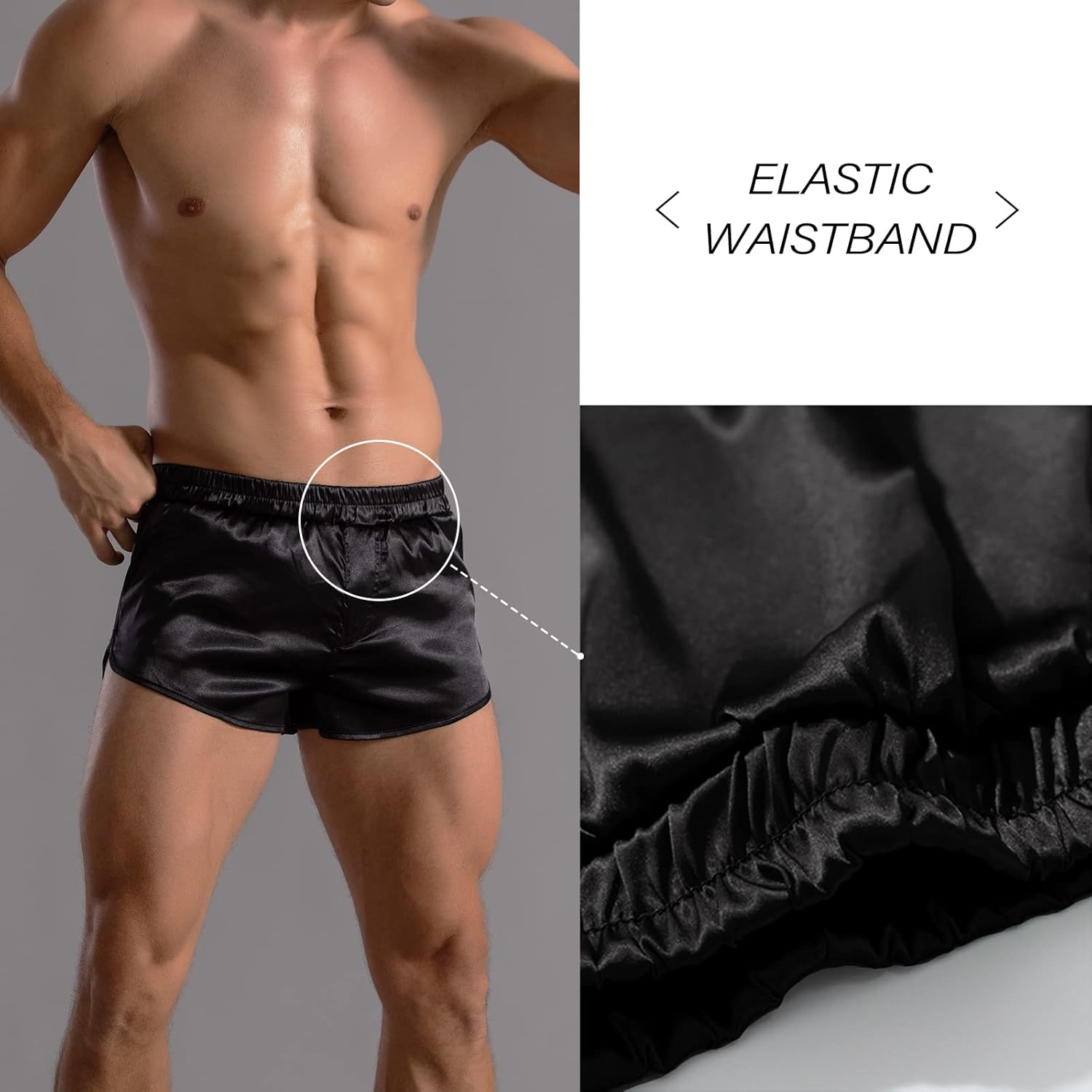 Mens Satin Silk Boxers 3 Inch Inseam Silkies Shorts Men Sexy Panties Lounge Pajama Bottoms Shorts - Image 3