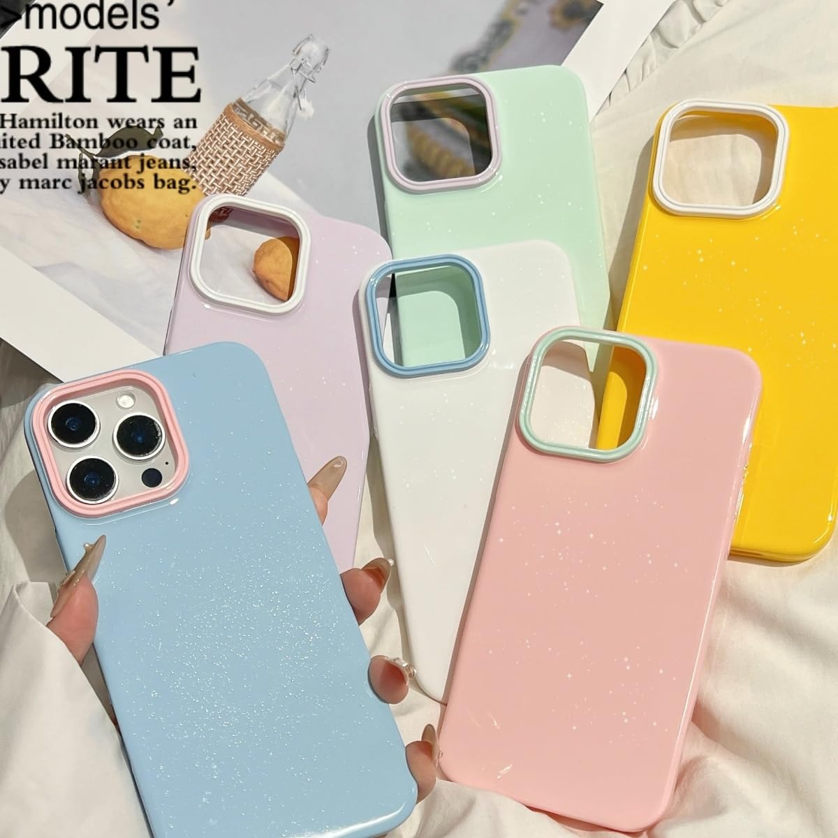 Amazon.co.jp: RNOZX iPhone 15 Pro用 高級光沢グリッター 光沢 耐衝撃