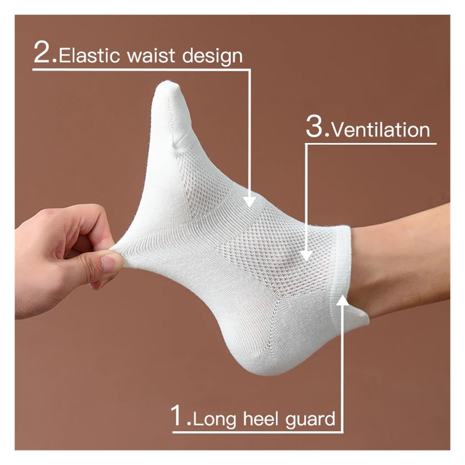 Socquettes Homme Lot de 10 paires chaussettes invisibles for homme, couleur unie, décontractées, en maille, confortables, respirantes et douces