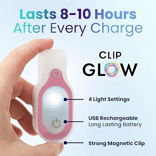 Miniatura 4 de Clipglow - Luz de enfermería con clip, luz de turno de noche de lactancia, brillante, ligera, magnética, portátil, linterna recargable USB para