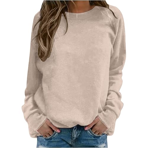 Womens Sweatshirt Solid Basic Classic Outdoor Workout Long Sleeve O Neck T Shirt Top Street Women Plain Pullover