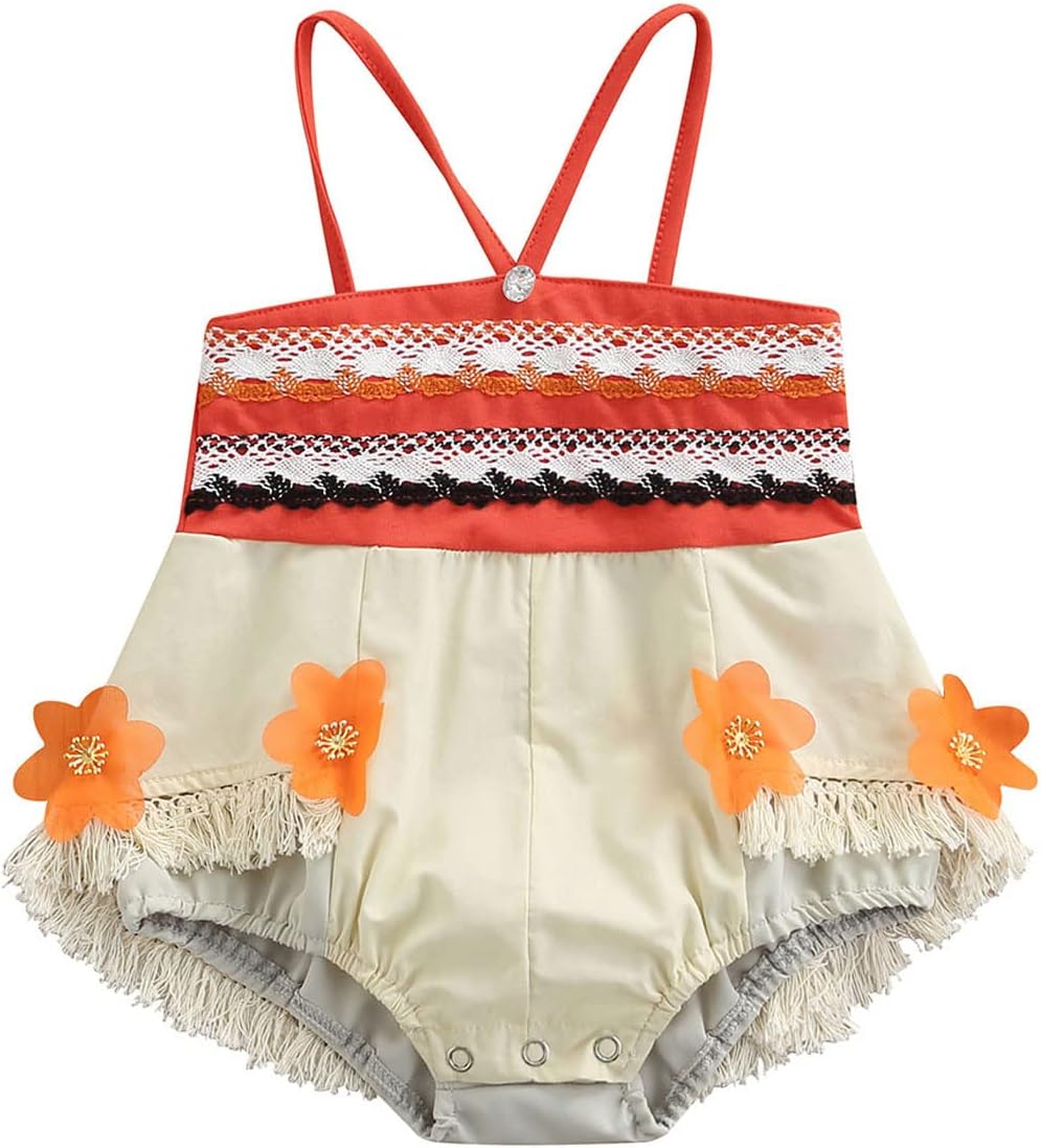 Sejardin Baby Girl Moana Fancy Dress Romper Sister Matching Ruffle Lace Outfits Costume (0-6 Months, Romper #1)
