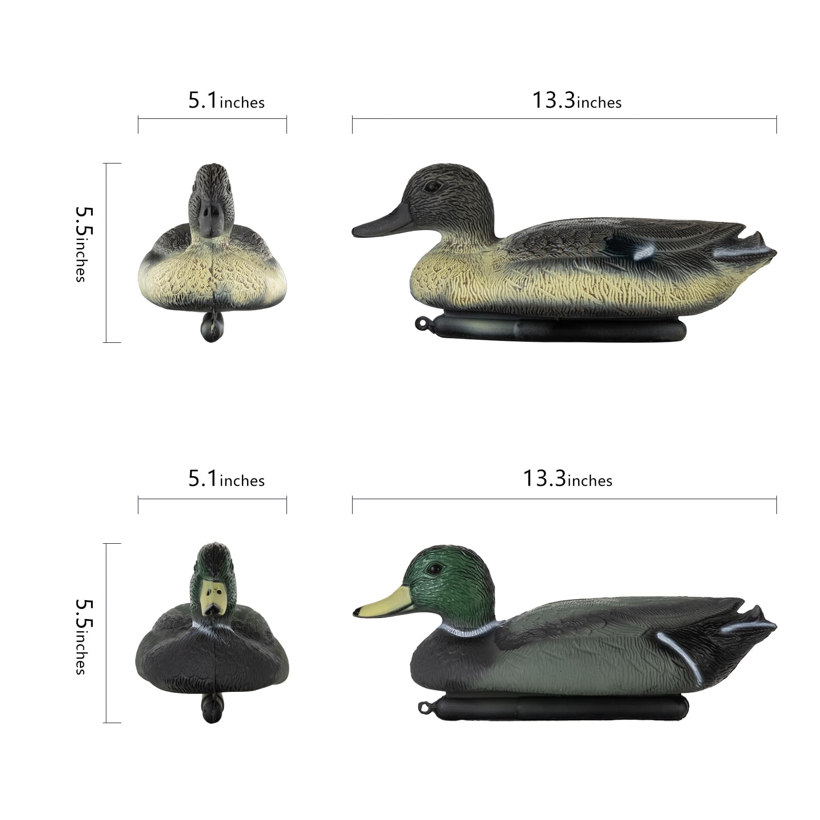 Señuelos de pato, señuelo de caza de patos, decoración de jardín, señuelo de pato flotante para piscina, estanque y lago, un hombre, una mujer.