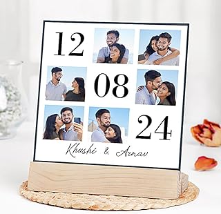 fnp Personalised Date Collage Photo Frame with Wooden Stand | Custom Multi Photo Couple Frame | Valentine Gift for Girlfri Price In India