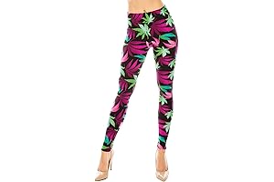 Women's Maple Marijuana Leaf Patterned Leggings -One Size-Plus Size