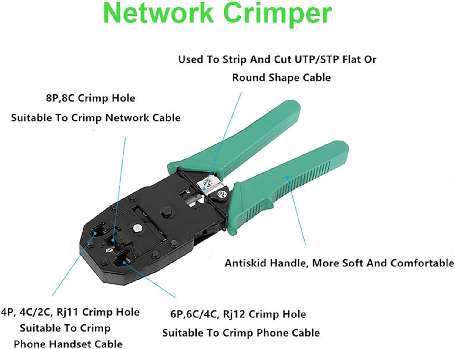 ワイヤーフェルールネットワークプライヤーセットポータブルLANネットワーク修理ツールキットストリッピングケーブルの組み合わせ3目的ネ 6P8P ネットワーク修理用圧着ツールキット、RJ45圧着プライヤーセット、ワイヤーストリッパーとネットワークテスター付き、グレード ...