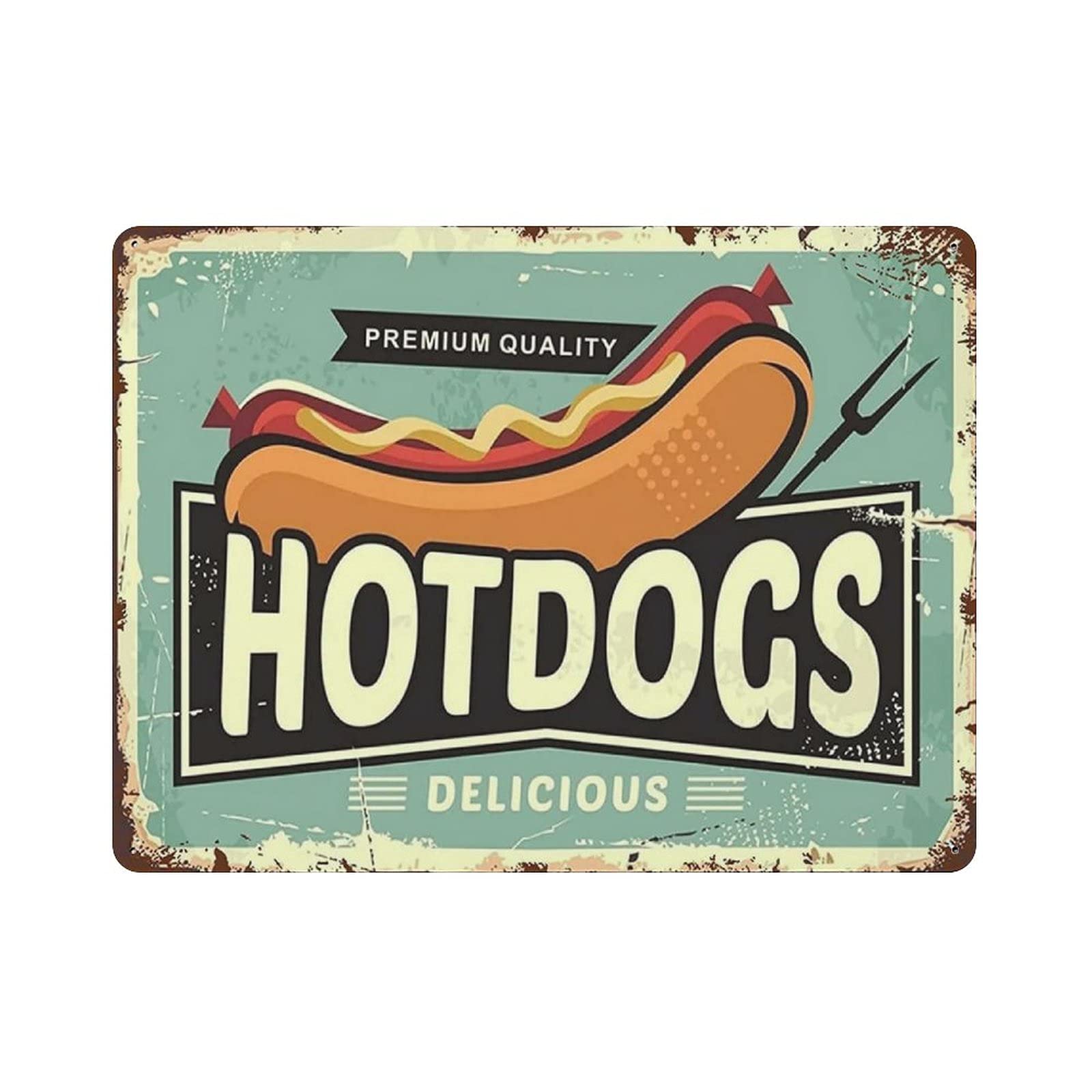 woodlogic Metal Tin Sign Hot Dogs Vintage Tin Poster Metal Sign Wall Decoration Country Kitchen Home Garage Decor 12"x16"