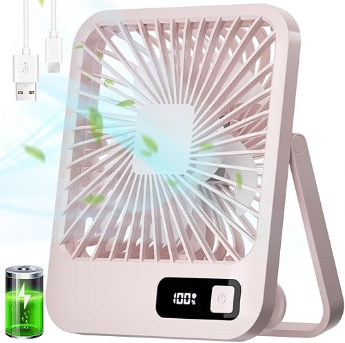 Miniatura 1 de PUREMED Ventiladores de escritorio USB de 6.5 pulgadas, ventiladores de mesa portátiles plegables de 180, 2000 mAh, funciona con pilas, pequeño