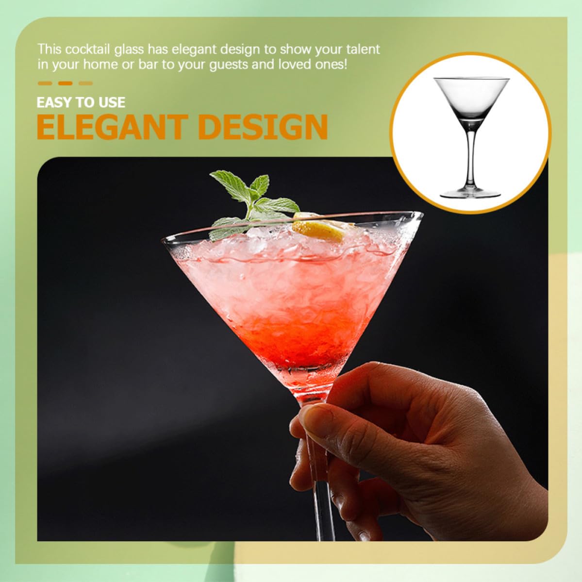 Copas de Cóctel Triangulares de Cristal 4 Piezas 200 Ml | Diseño Elegante y Forma Distintiva, Aptas para Casa y Fiesta, Uso Versátil Copas de Postre