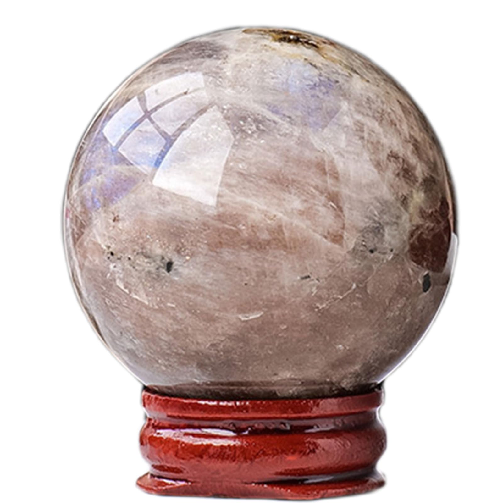 GPDNBIEU Fluorite Crystal Ball, Natural Blue Eye Moonstone Crystal Ball for Meditation Fengshui Home Decor(50~55mm)