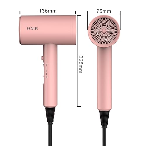 Miniatura 2 de FUNTIN Secador de pelo, secador de pelo con cepillo difusor para mujer, secador de pelo iónico de pelo grueso 4C (rosa bebé) Rosa bebé,Rosa Dorado