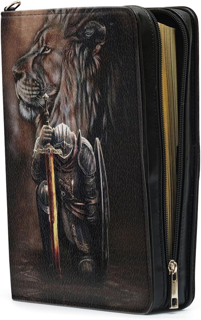 Jeuspirit Bible Covers - Leather Bible Organizer Case - Bible Book Carrier Bag With Zipper - Christian Gifts For Women - Bible Holder Bag, Bible Carrying Case Large Size (Son Of God)