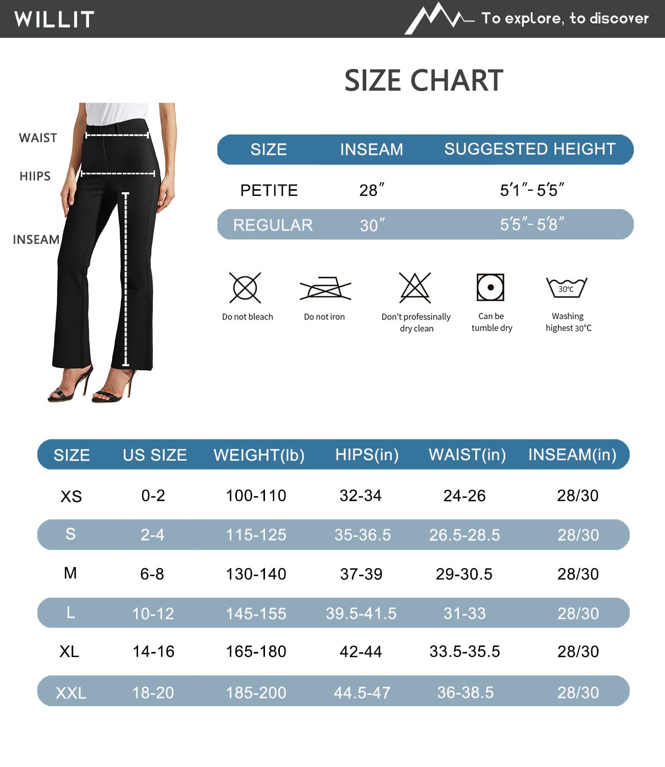 WILLIT 28" 30" Robe de yoga pour femme Pantalon Bootcut Pantalon de travail Stretch Bureau Décontracté Passants de ceinture Pantalon 4 poches