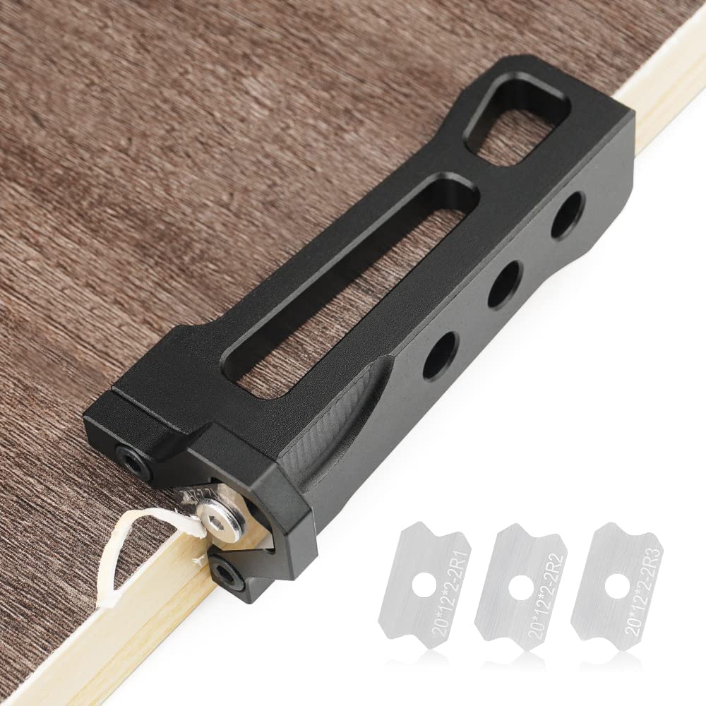 Toolcool Edge Banding Trimmer Veneer Edge Trimmer Chamfer Plane Edge Plane Edge Chamfer Burr Scraper for Woodworking (R1+R2+R3)