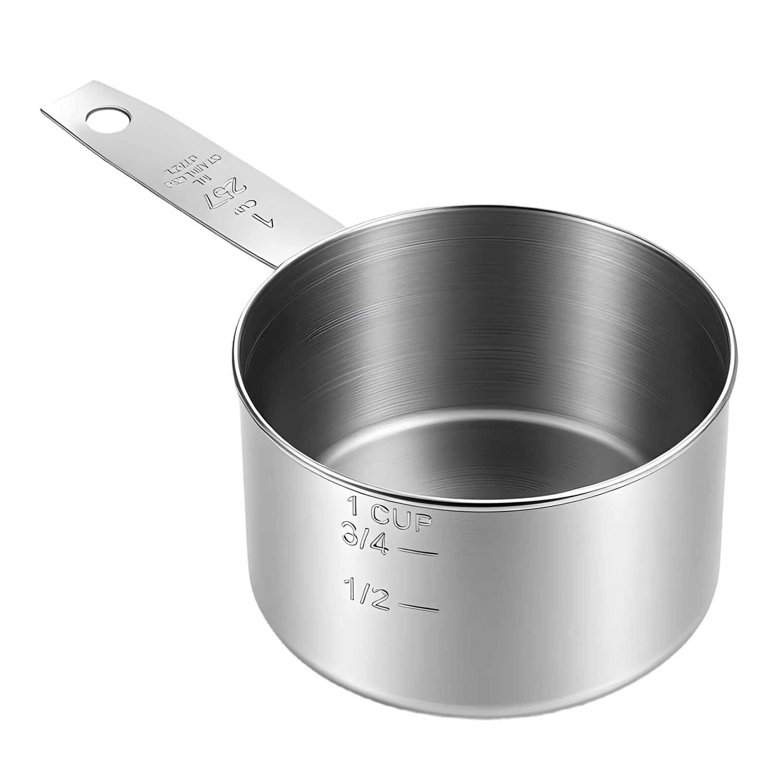 Photo 1 of 1 Cup Scoop Measuring Cup (237ml) OneCup Metal Measure Scoop Stainless Steel Heavy Duty Cooking BakingCup for Rice Wet and Dry Ingredients Liquid Coffee, Dishwasher Safe