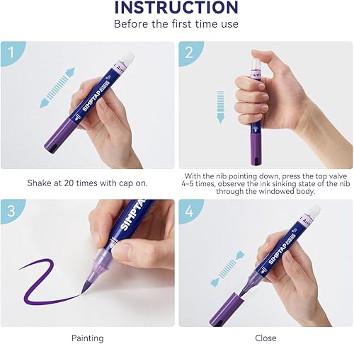 Miniatura 4 de Arrtx Top Valve - Juego de 24 rotuladores de pintura acrílica Simptap de colores con punta de pincel de 36 colores, sin necesidad de agitación,