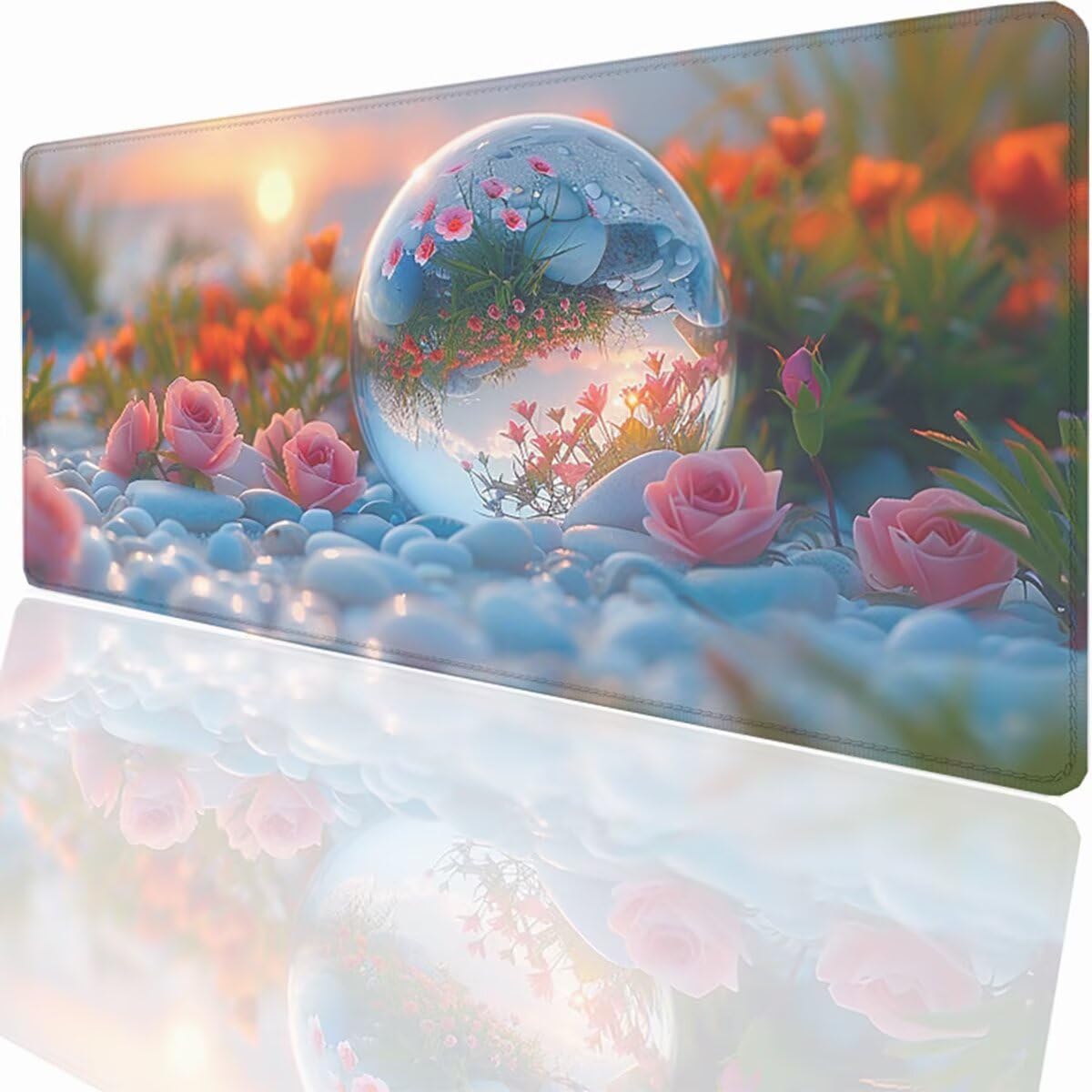 Alfombrilla Ratón Gaming XXL, Gaming Mouse Pad 1200x600x3mm, Protector Escritorio Antideslizante, Alfombrilla de Ratón Flor Planta Mousepad Grande, Tapete Raton para Jugadores de PC Oficina LMDT9099