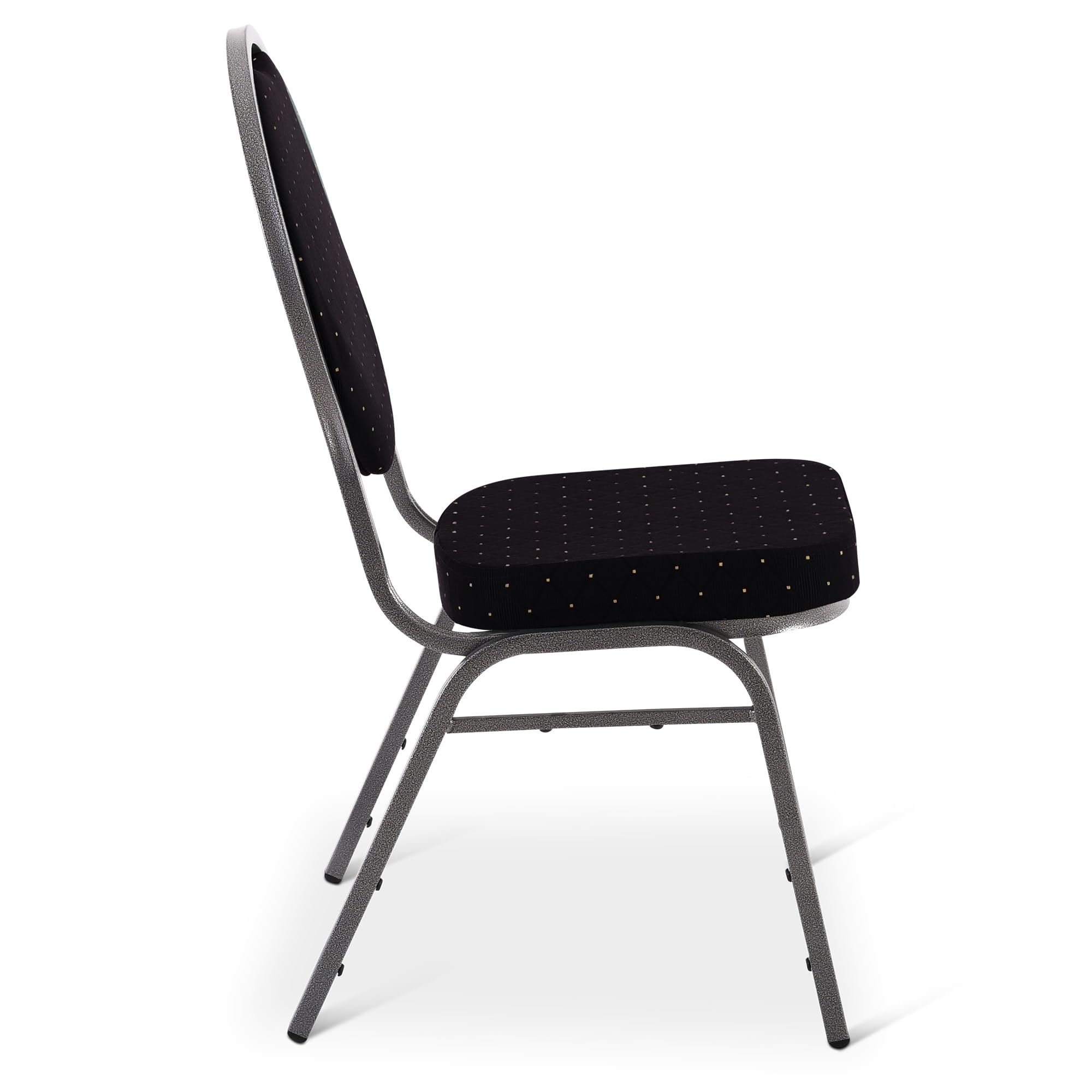 MACOShopde by MACO Möbel Raburg Stapelstuhl 6er-Set – Bankettstuhl gepolstert & stapelbar, bis 150 kg belastbar, robuster Stahlrahmen – Gastronomie, Hotel, Konferenz & Events | Vienna Silber/Schwarz