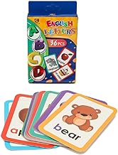 Kids Educational Flash Cards | 36 Durable Laminated Learning Cards | Animals Fruits Shapes Colors ABC Numbers Body Parts Time | Early Learning Cards for Toddlers & Preschool (English Letters)