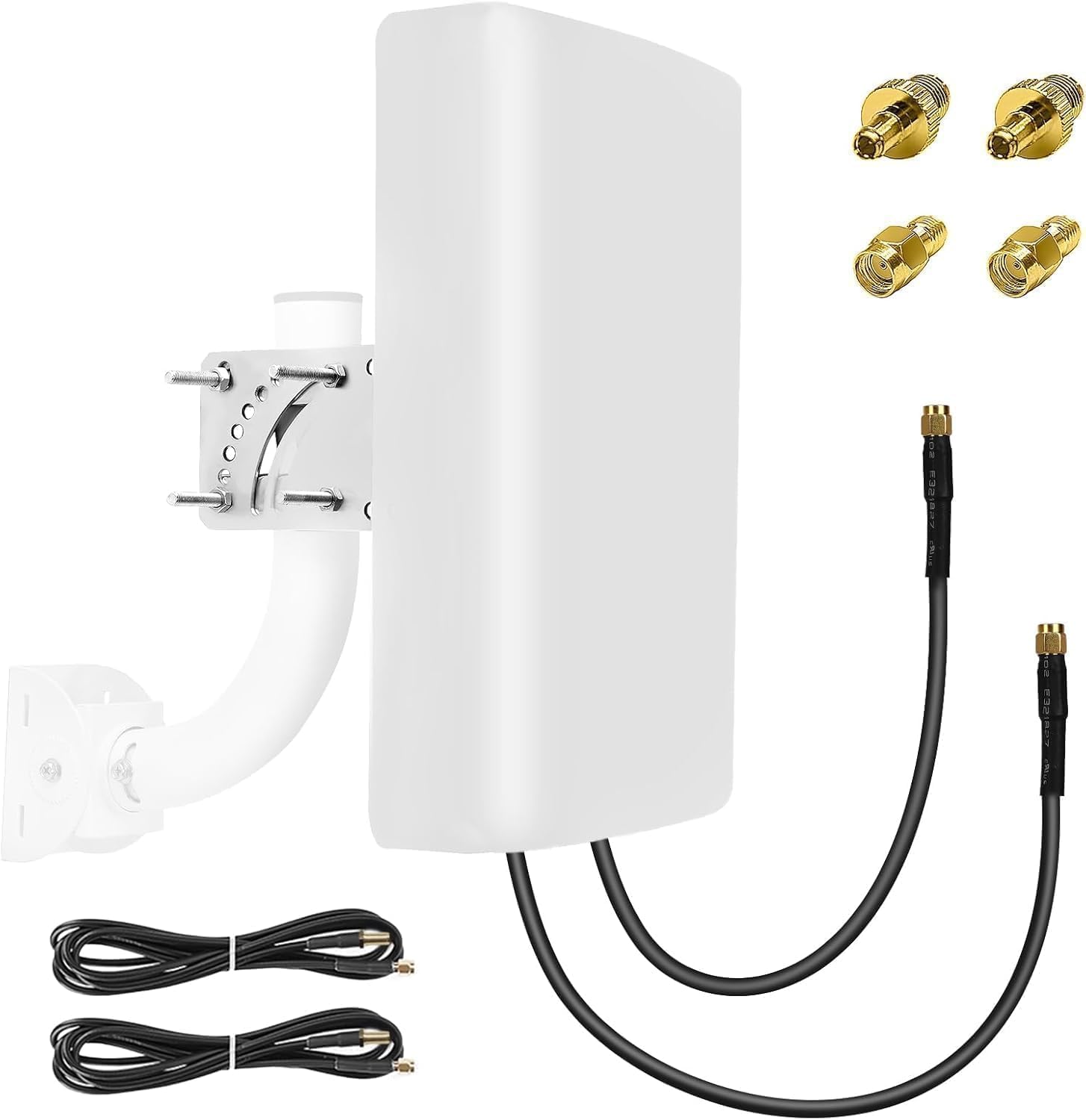 Maswell LTE 4G 5G - Antenna direzionale MIMO per esterni, ad alto guadagno 10 dBi, 700-3800 MHz con portata di 10 km, doppio cavo equivalente SMA LMR240
