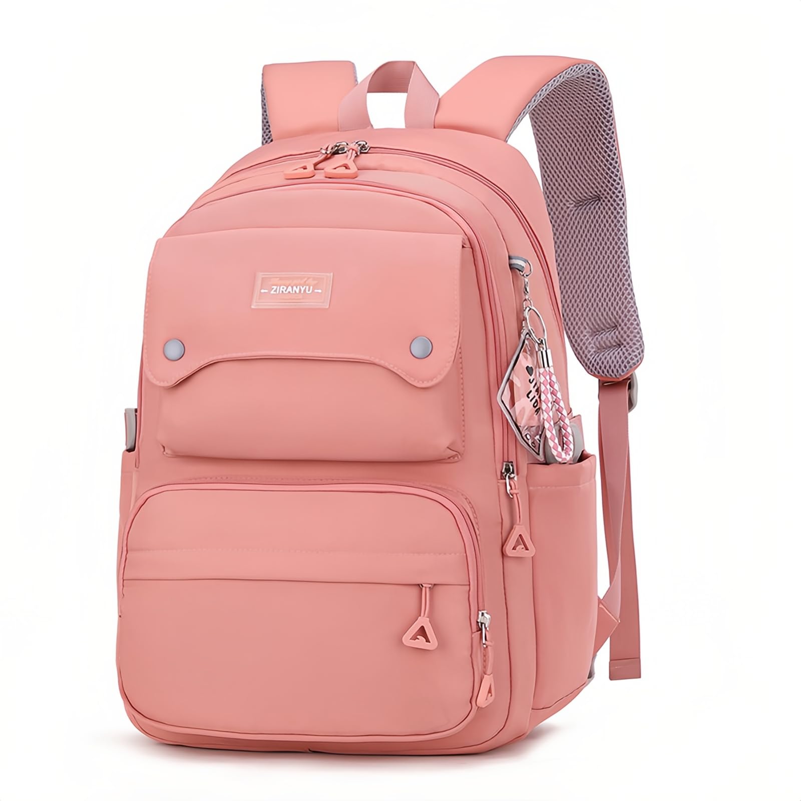 Armbq Pink Girls School Backpack,Kids Backpack for Teen Girls Elementary Middle School Bookbag Multi-pocket Fashion Daypack