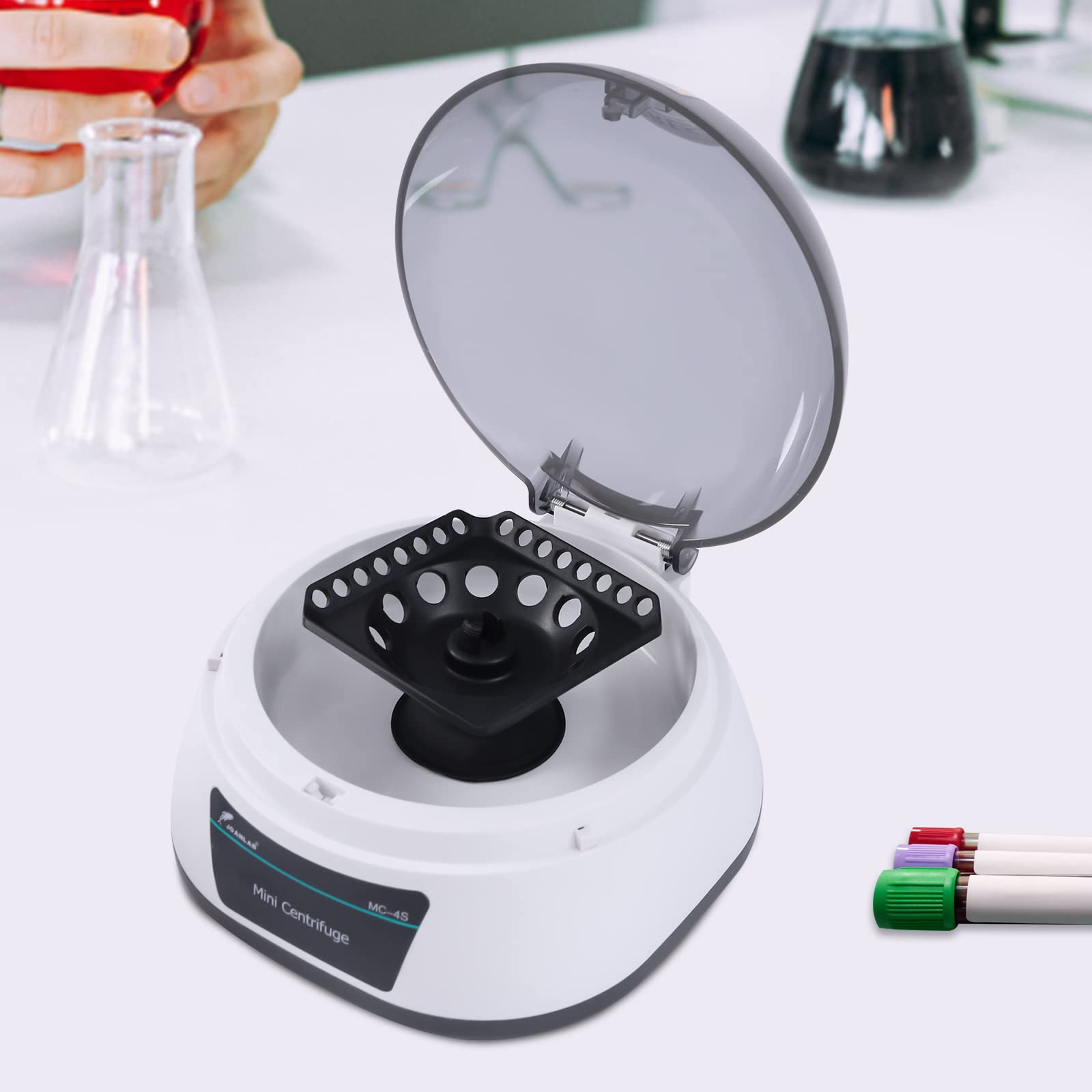 Mini centrifuga da laboratorio Centrifuga per solidi Centrifuga da tavolo Centrifuga da laboratorio per provette da 0,2/0,5/1/1,5/2 ml, per siero, plasma, grasso, 4000 giri/min, 1080 x G, 26 x 22222