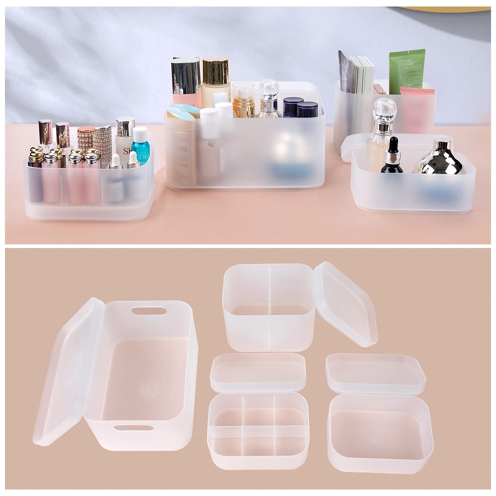 Étui de rangement de maquillage, empilable transparent, multi-tailles pour maquillage, bijoux, articles de toilette, indispensable pour les artistes de maquillage