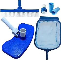 Kit Limpeza Piscina Aspirador + Peneira Grande + Escova Reta + Adaptador + Ponteiras