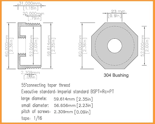 Miniatura 10 de Grifo de tambor de 2 pulgadas, grifo de barril de latón de 34 pulgadas con junta EPDM para cinta de teflón de tambor de 55 galones incluida, paquete