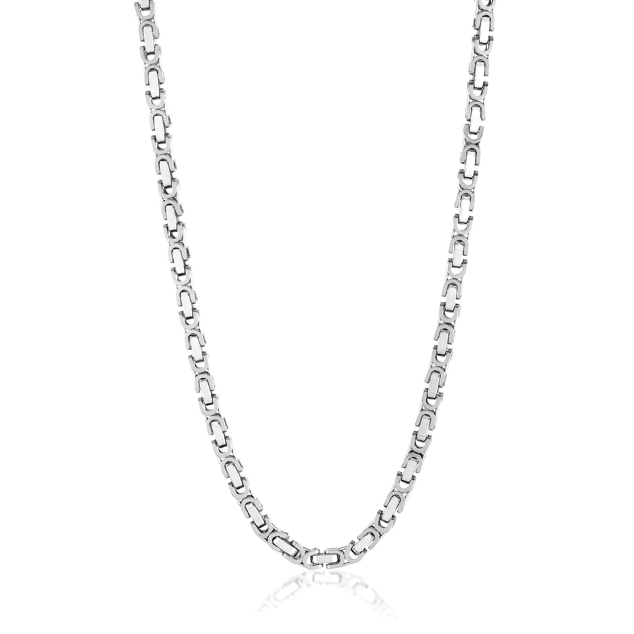 Invicta Jewelry Stainless Steel Necklace for Men, Polished Byzantine Chain (8mm) - 26-Inch