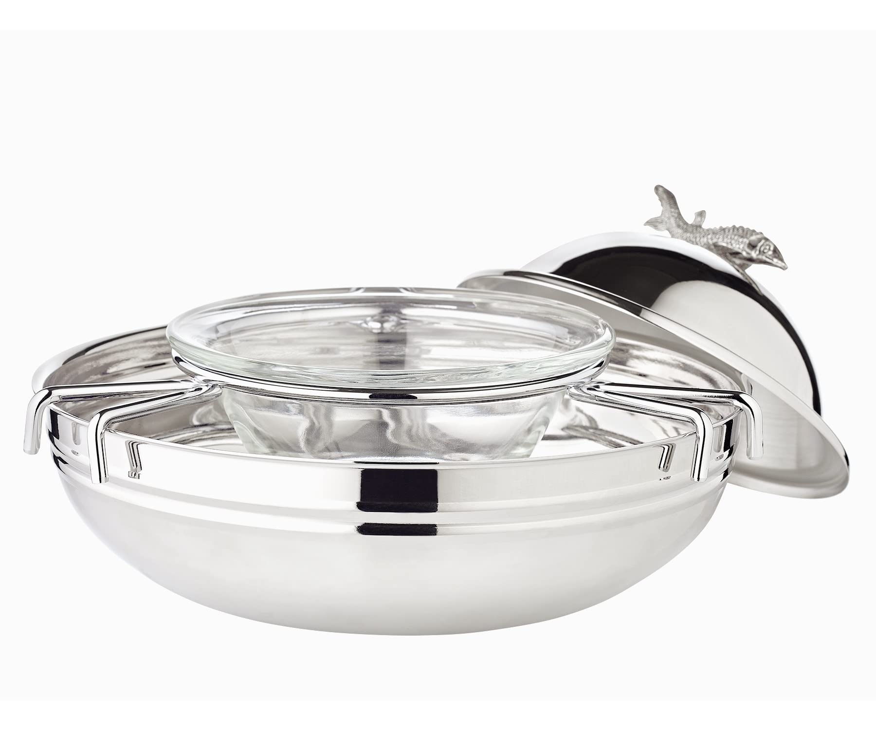 EDZARD Bol à caviar Stor en acier inoxydable avec insert en verre (diamètre 17,5 cm, hauteur 12,5 cm)