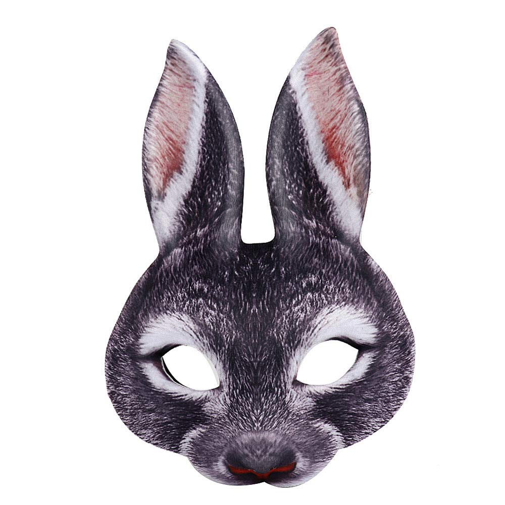 Hosfairy 1Pcs Halloween Animal Mask Half Face Rabbit Ear Mask for Halloween Easter Costume Party Cosplay Props