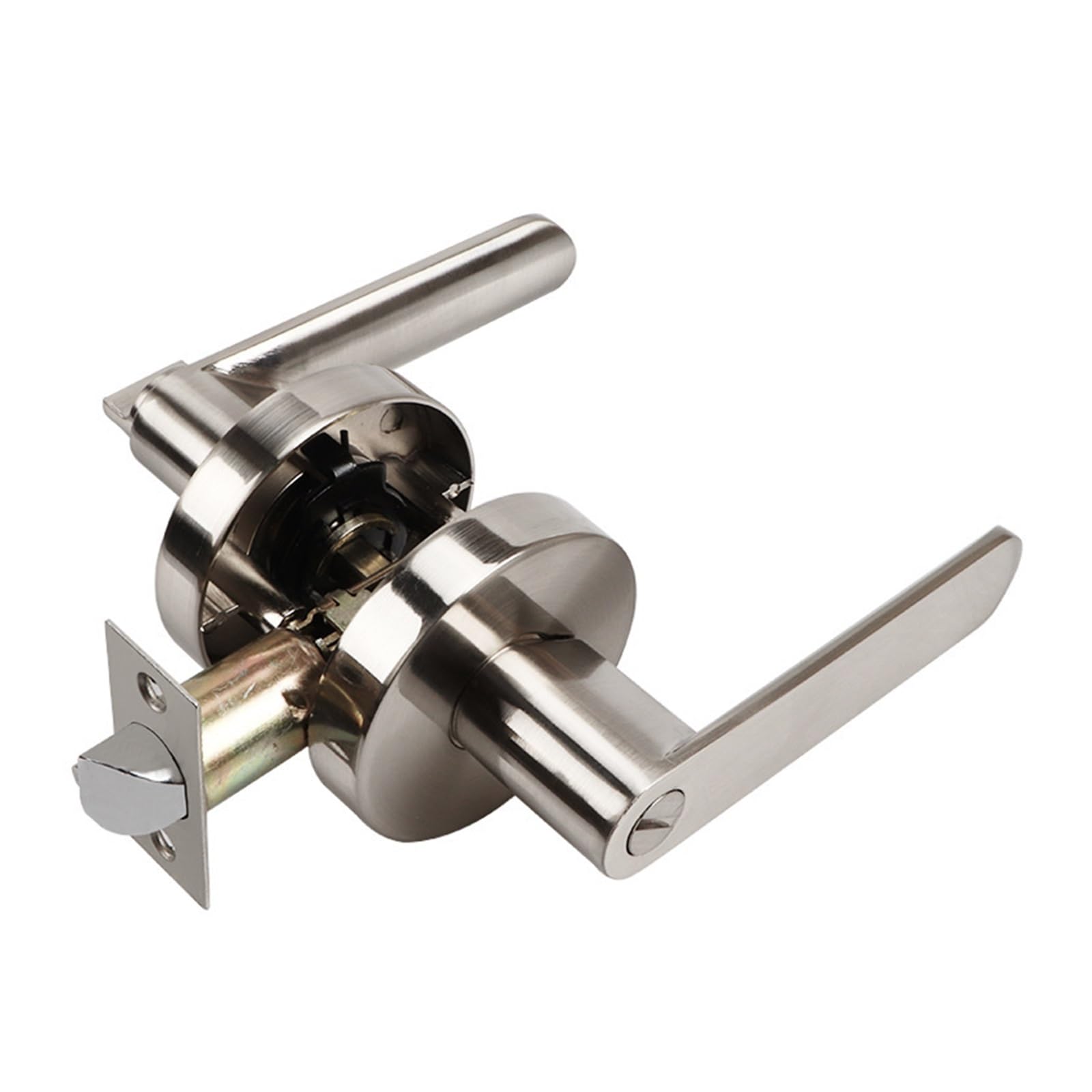 Negro Mate Pestillo Simple Cerradura de Bola Baño Tipo | Baño Pestillo Simple Tipo Negro Mate(Brushed silver without key)