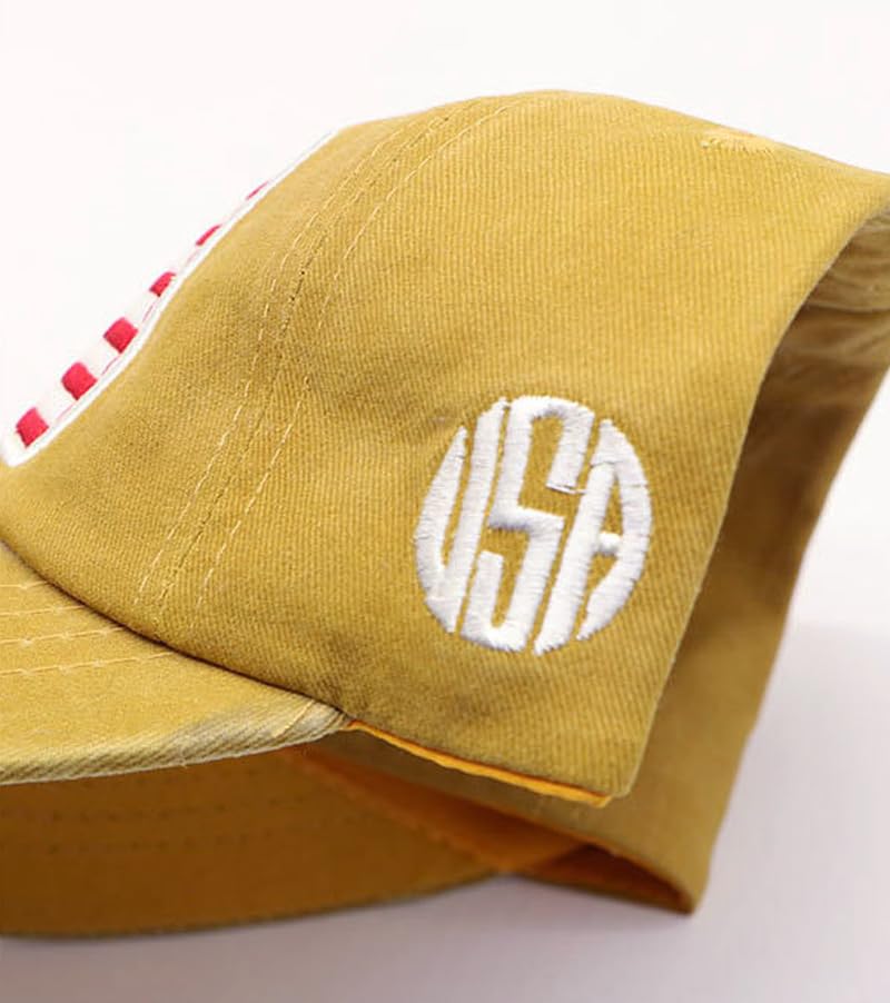 Image of American Flag Baseball Cap for Men Women, Washed Cotton USA Hat, Adjustable Patriotic Cap for 4th of July