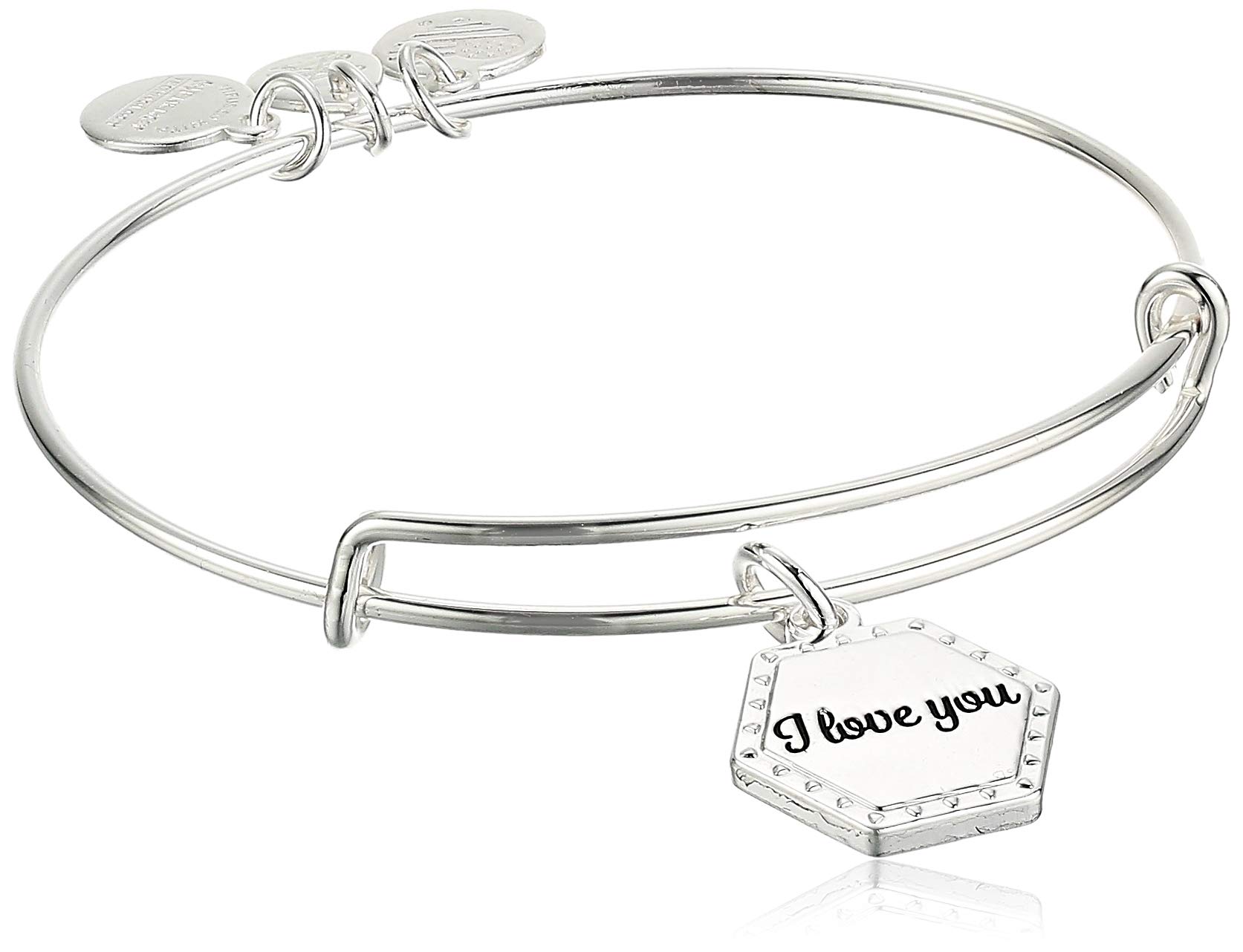 Because I Love You Expandable Wire Bangle Bracelet for Women, Meaningful Charms, 2 to 3.5 in