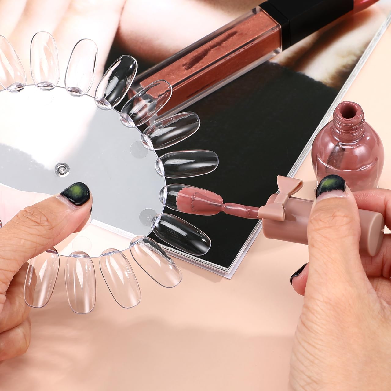 OULII Nuancier Ongles Rond Transparent 50 Pièces 5,12x4,33In – Présentoir Clair pour Tester & Organiser Vernis, Gel UV – Pratique Salon & Maison