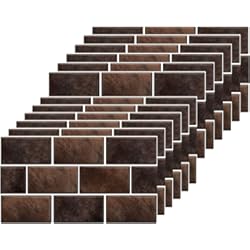 Ceramica Autoadhesiva Calcomanías de azulejos de ladrillo marrón para baño, cocina, impermeables, de vinilo, autoadhesivas, calcomanías de azulejos para sala de estar, 30x15 cm (12 hojas)