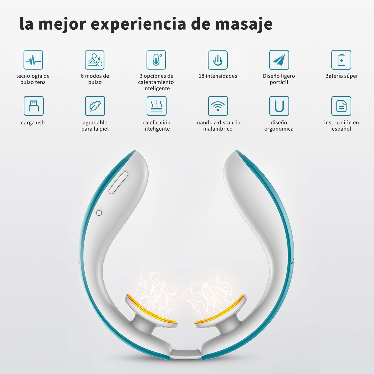 Masajeador Cervical profesional con mando a distancia, 6 modos y 18 niveles con función de calentamiento, para uso doméstico en oficina,Regalo de Festivo