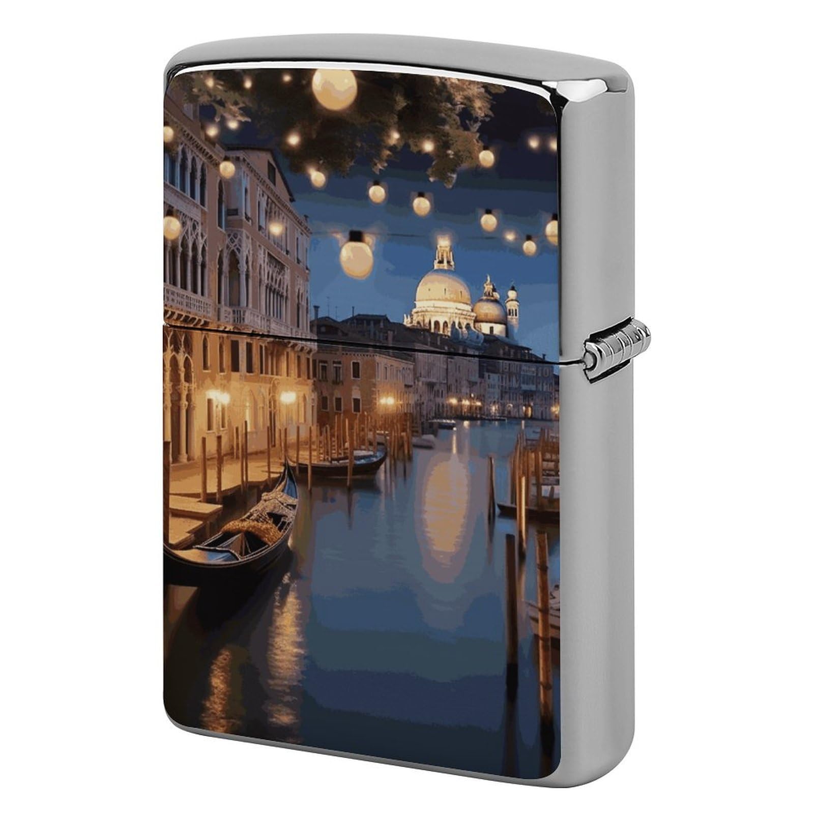 Beautiful Venice at Night Lighter Case for Men, Personalized Lighter Cover for Valentine's Day Gifts, Flip-Top Lighters Shell for Outdoor, Portable Lighters Protective Sleeve