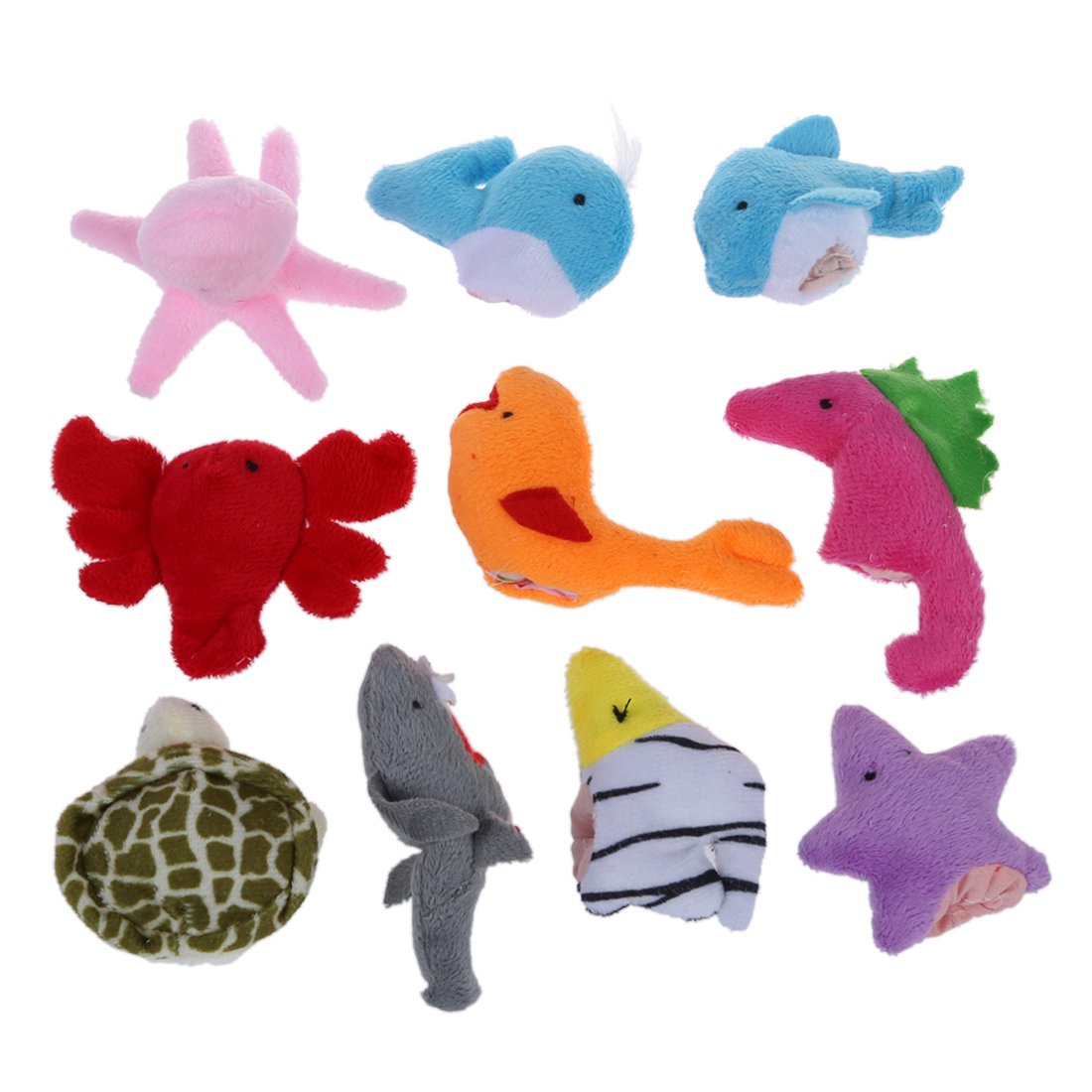 Clyictz 10 Piezas de Terciopelo mar Animales Marionetas del Dedo Establecer